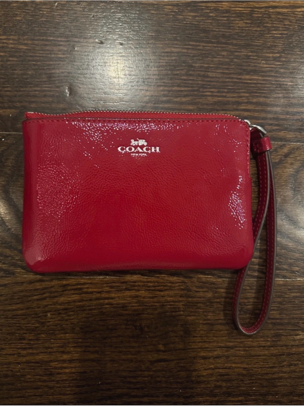 COACH Red Patent Leather Wristlet Clutch